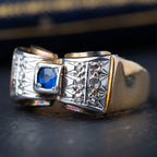 1940's Retro Sapphire Tank Ring - LUXORIA VITA