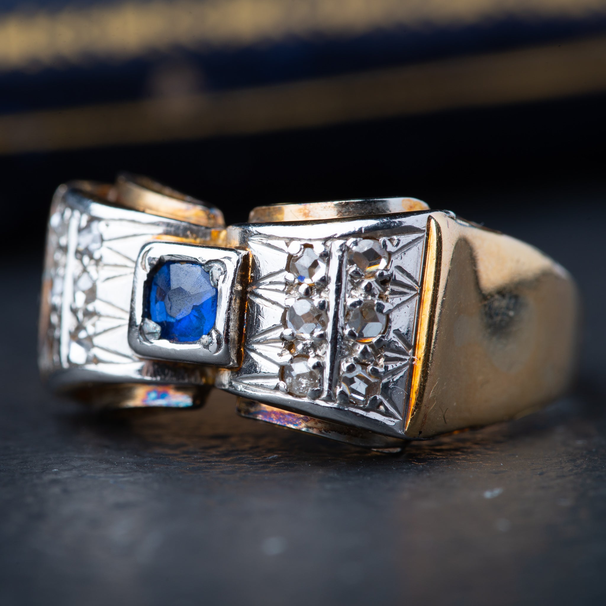 Retro Sapphire Tank Ring - Luxoria Vita