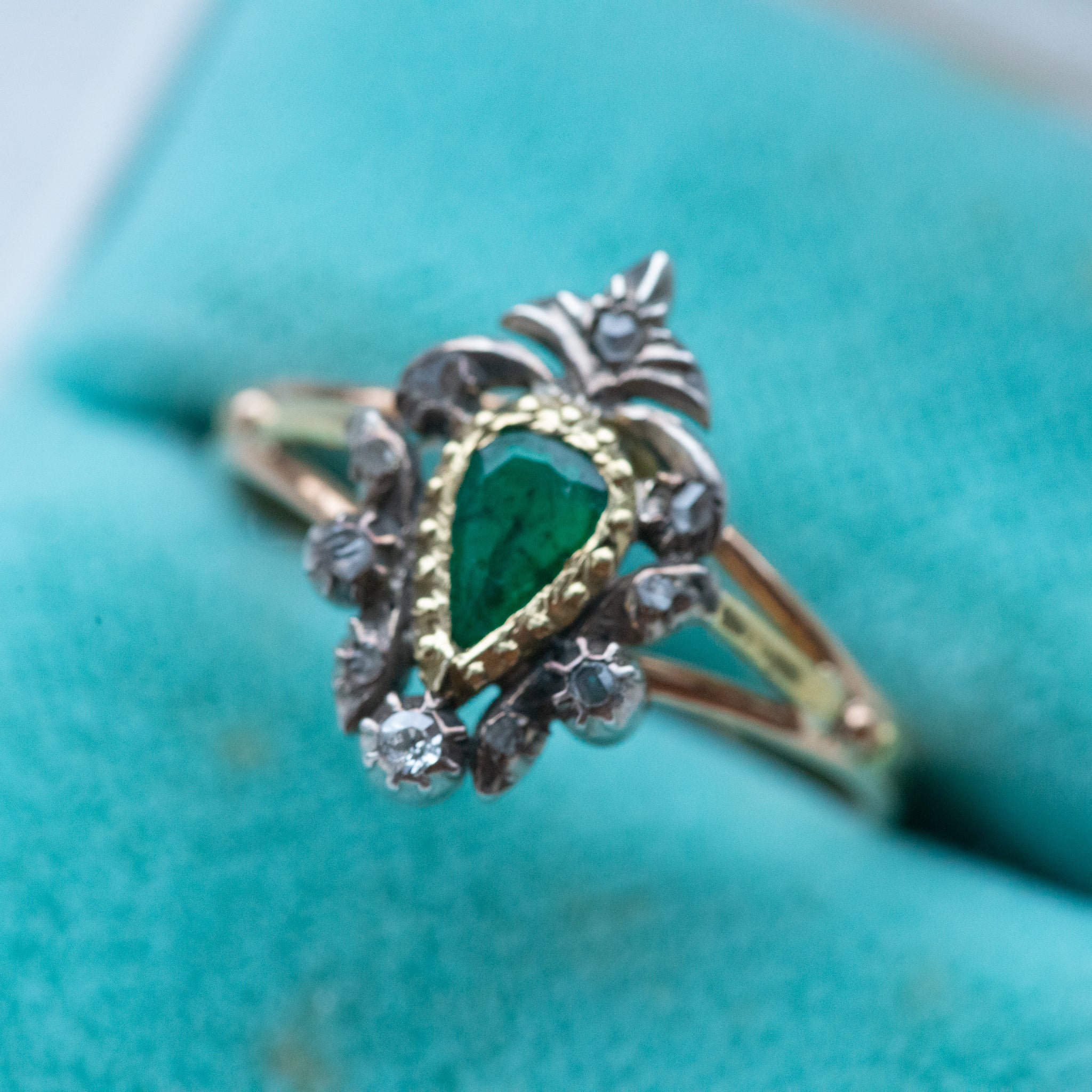 Victorian Emerald Rosecut Diamond Ring