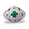 Retro Emerald Diamond Tank Ring - LUXORIA VITA