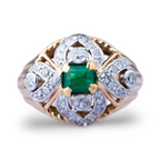 Retro Emerald Diamond Tank Ring - LUXORIA VITA