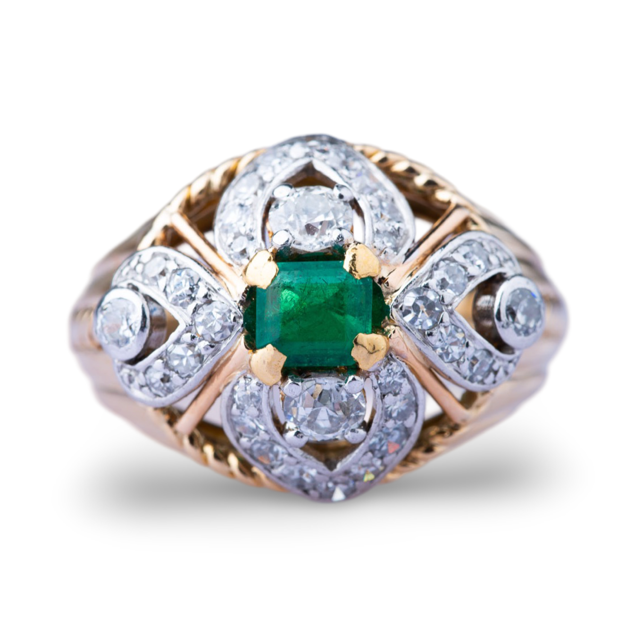 Retro Emerald Diamond Tank Ring - LUXORIA VITA