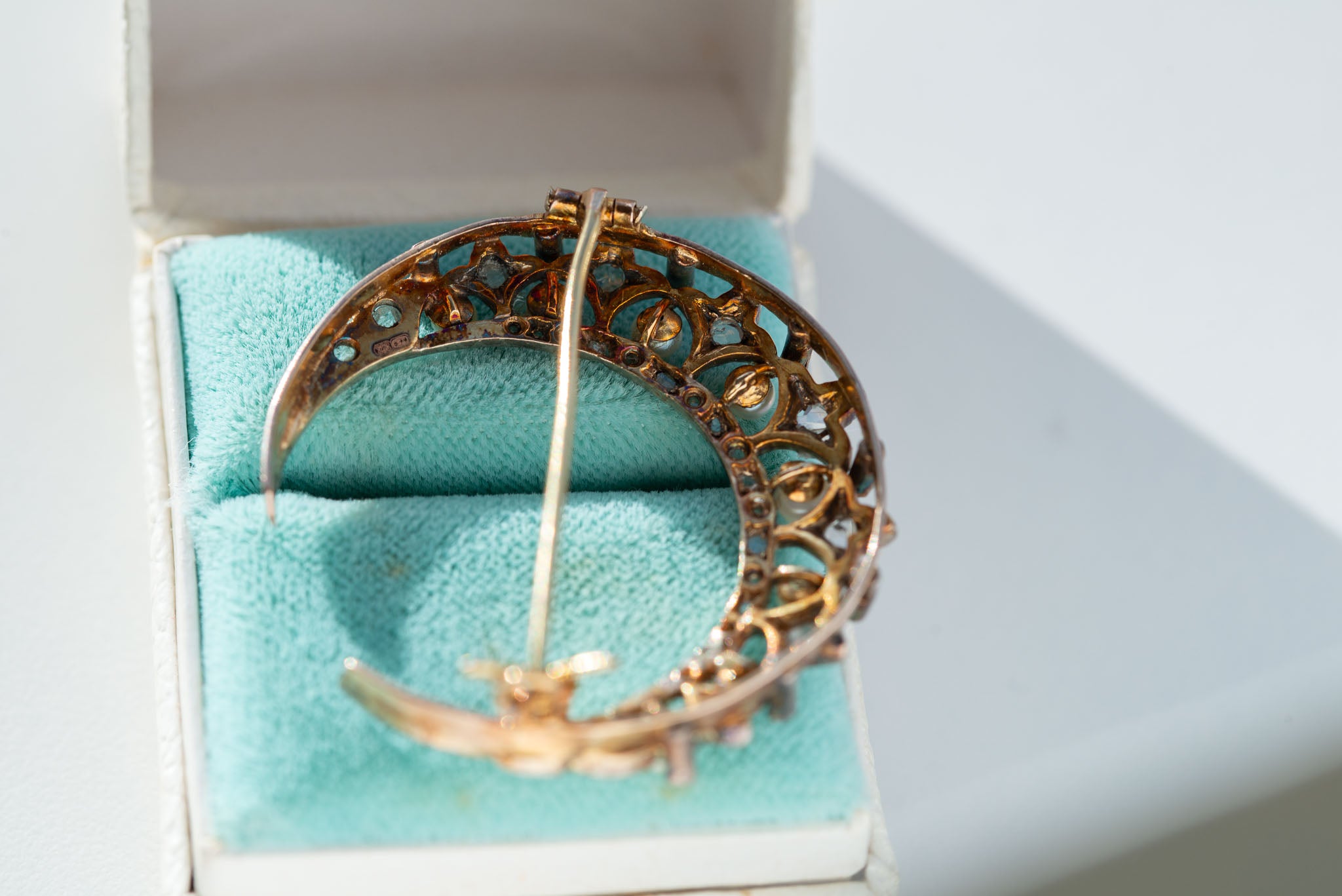 French Belle Epoque Diamond Crescent Brooch