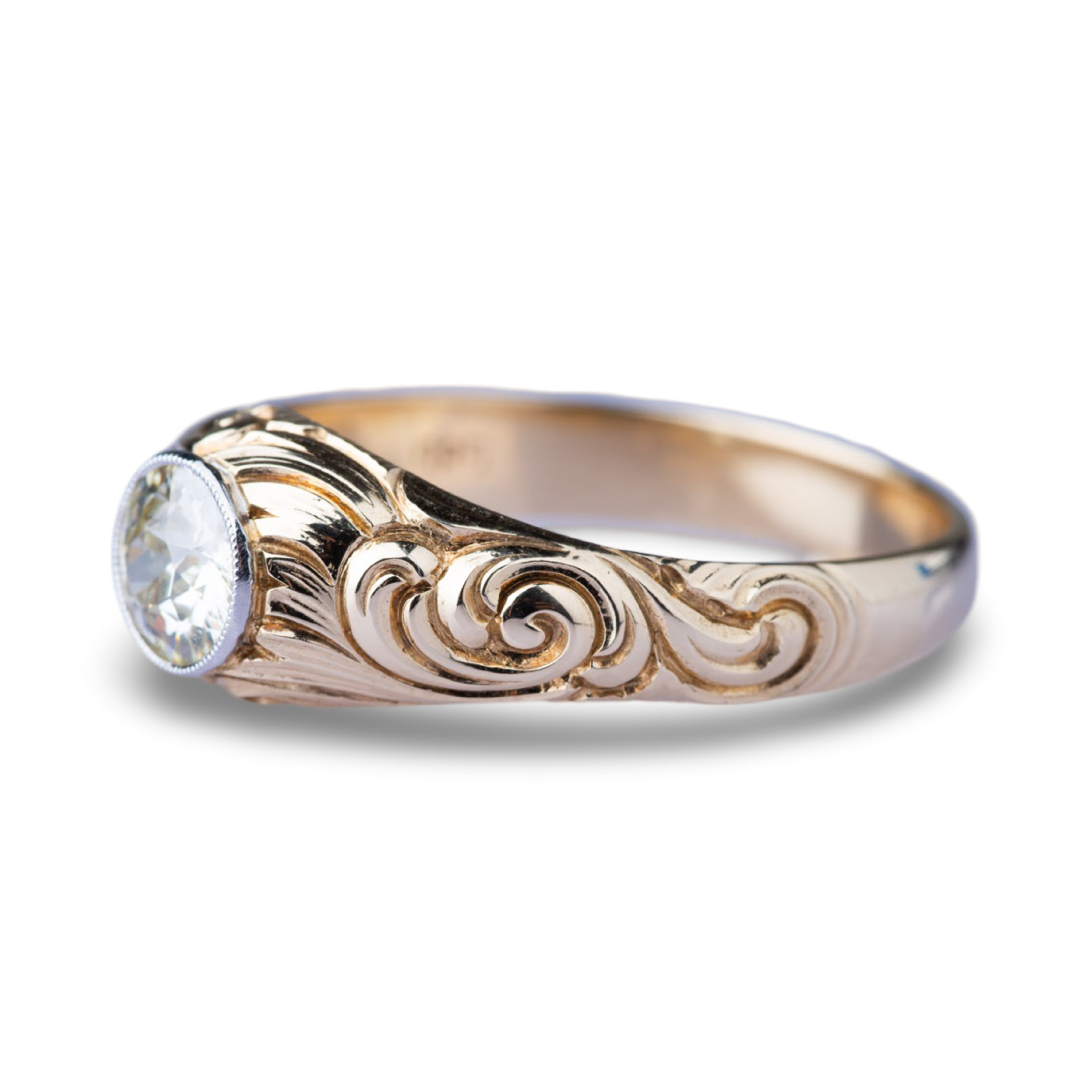 Vintage Hand Engraved 0.70ct Diamond Ring - LUXORIA VITA