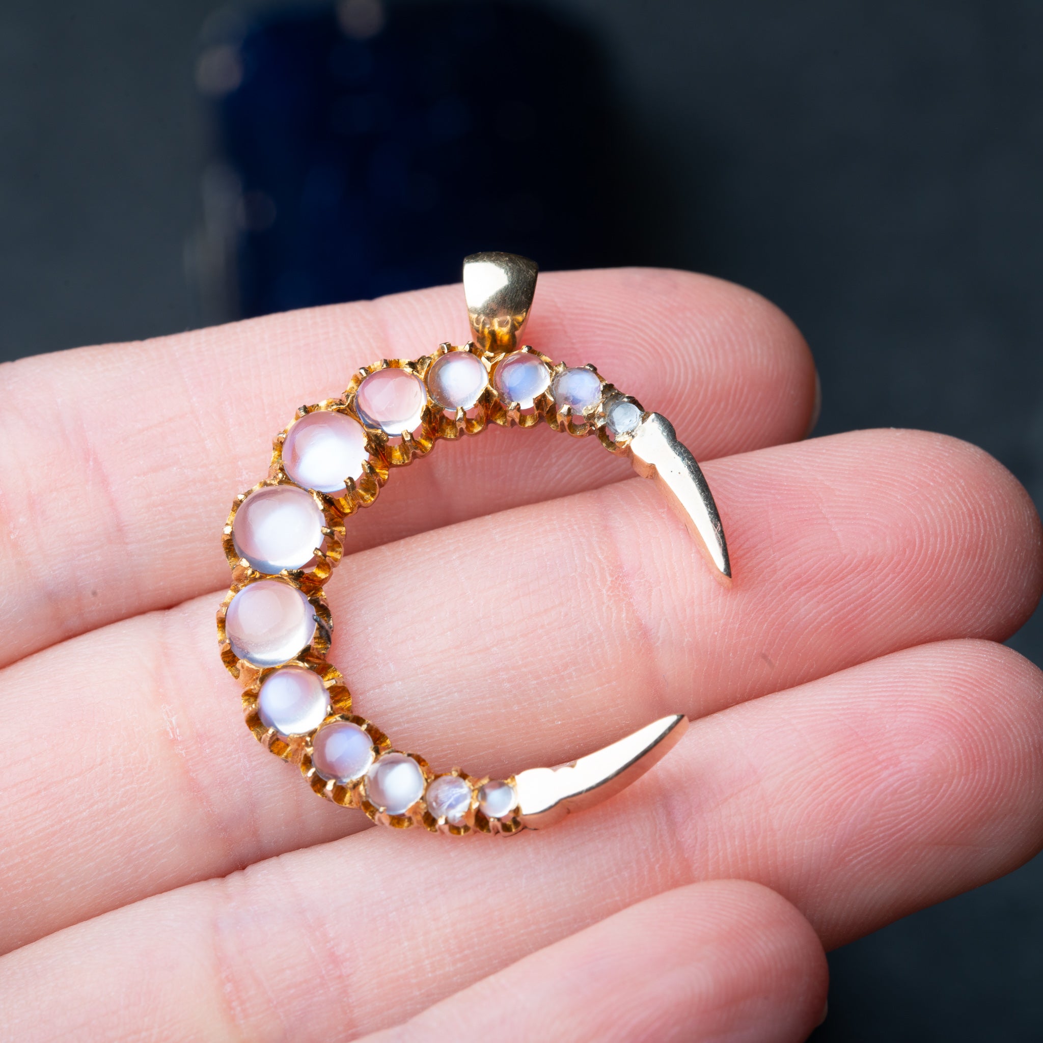 Vintage Moonstone Crescent Pendant