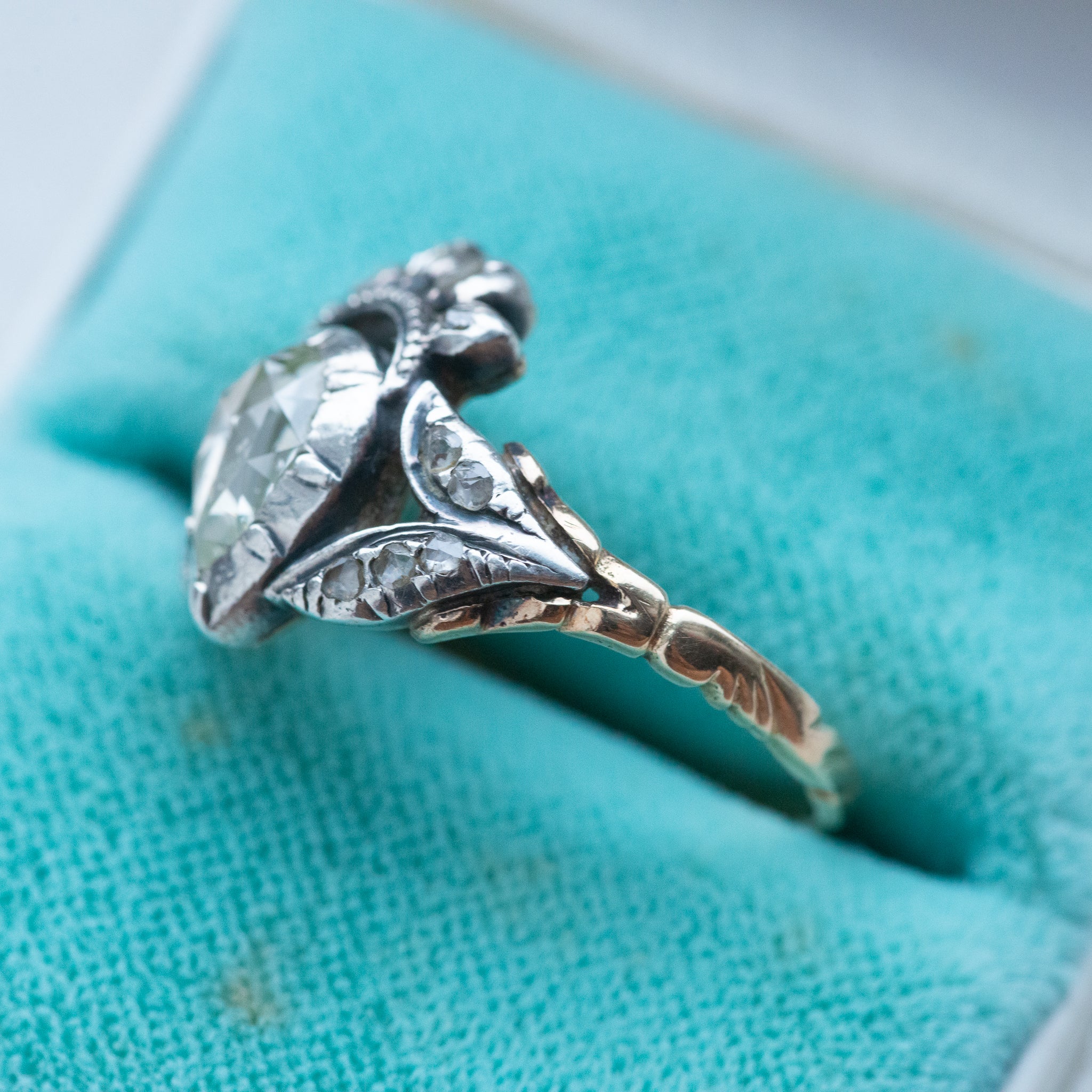 Crowned Heart Rosecut Diamond Ring