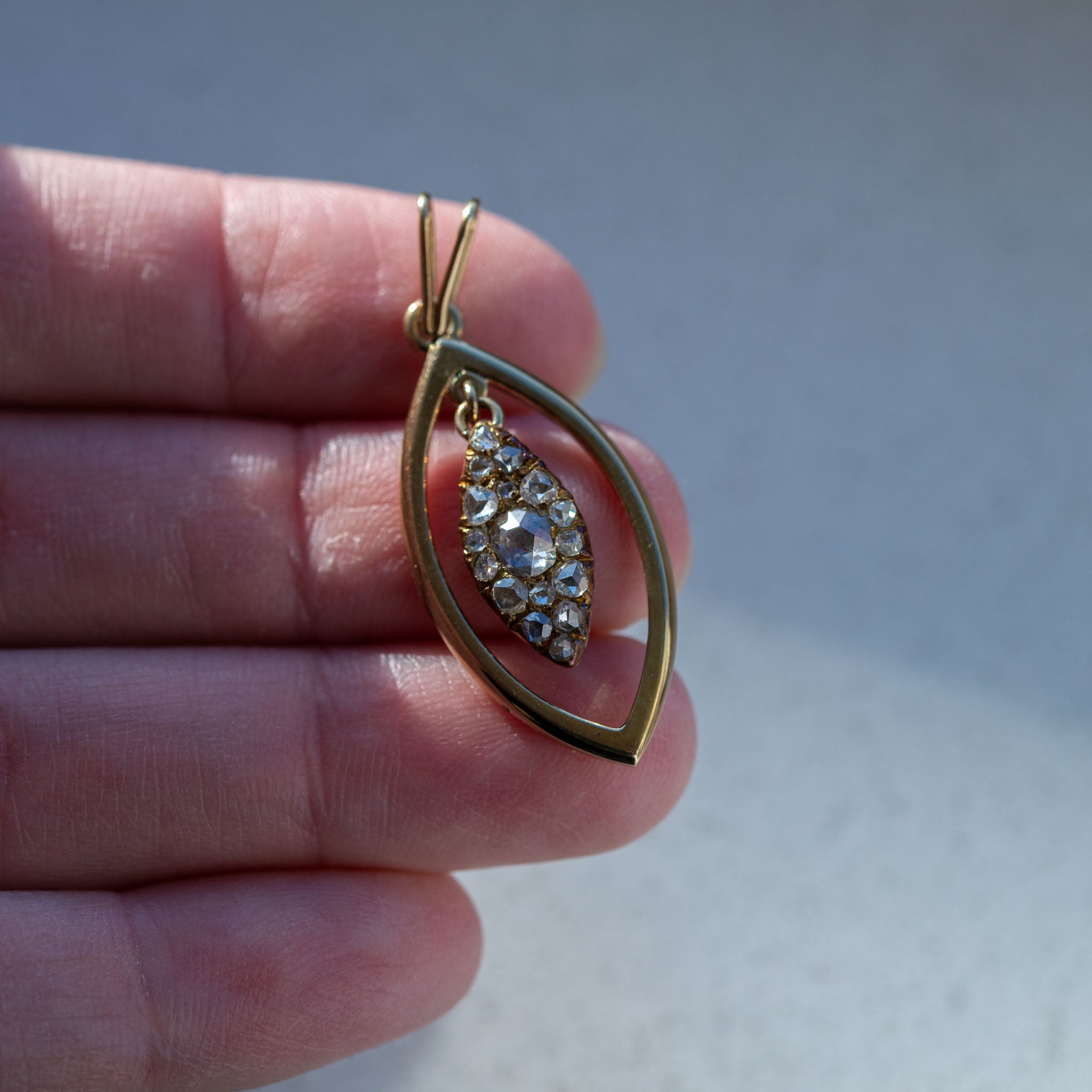 Victorian Dutch Antique Rosecut Diamond Pendant