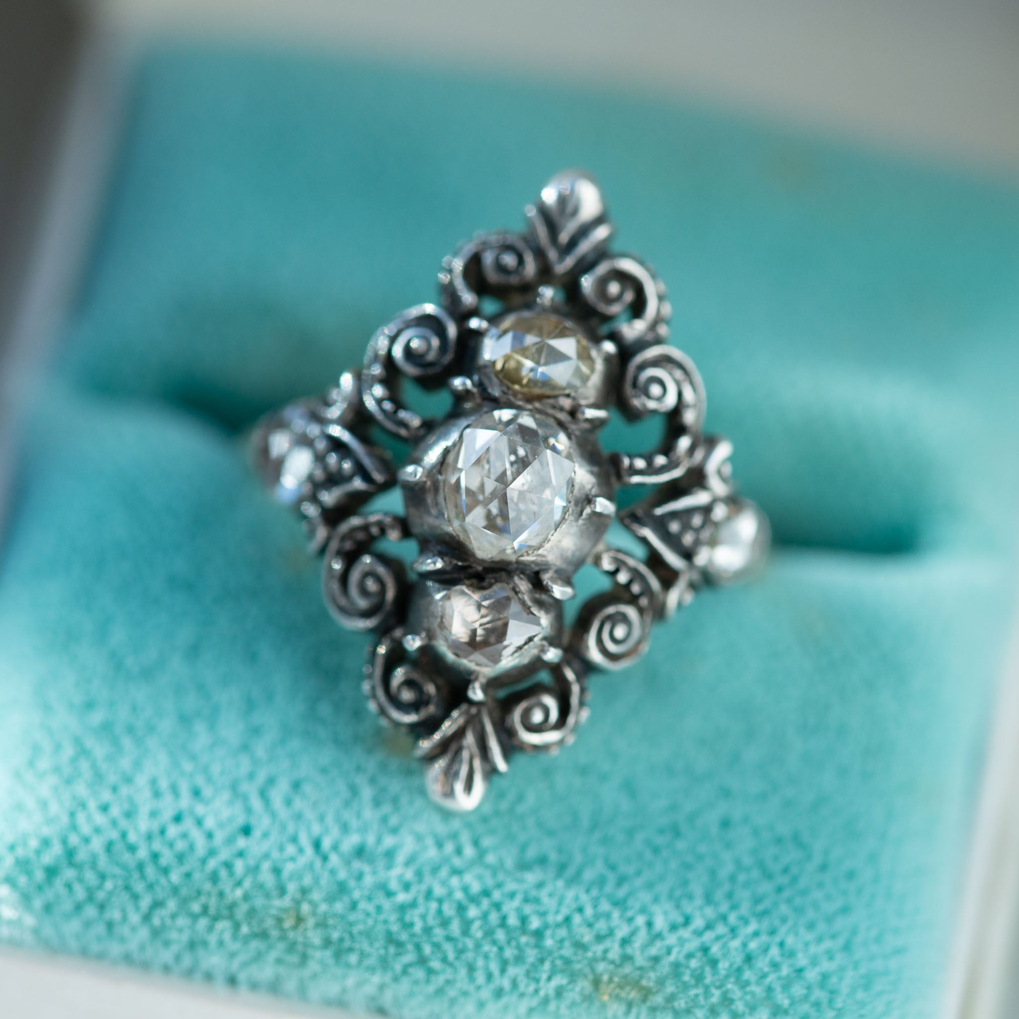 Dutch Rosecut Diamond Navette Ring
