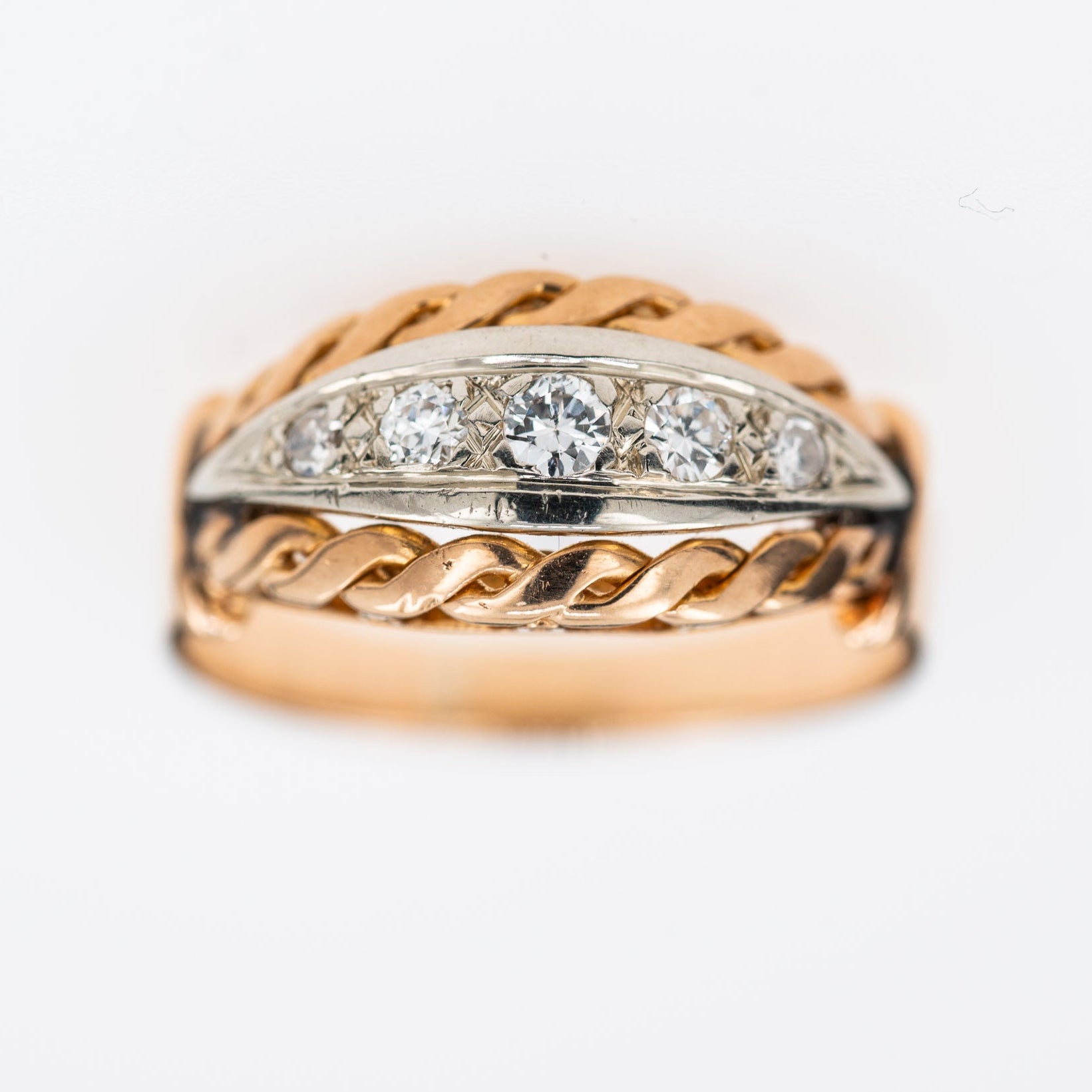 Art Deco French Five Stone Diamond Ring - LUXORIA VITA