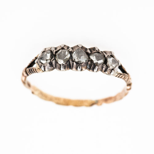 Antique Rosecut Diamond Five Stone Ring - LUXORIA VITA