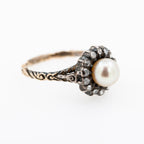 Dutch Foiled Rosecut Diamond Pearl Ring - LUXORIA VITA