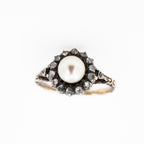 Dutch Foiled Rosecut Diamond Pearl Ring - LUXORIA VITA