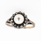 Dutch Foiled Rosecut Diamond Pearl Ring - LUXORIA VITA