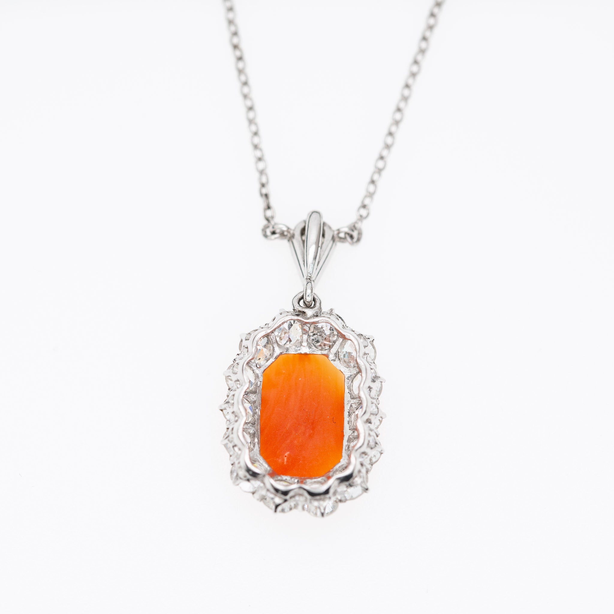 1920's Art Deco Coral 2.00ct Diamond Necklace - LUXORIA VITA