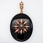 Victorian Onyx Diamond Ruby Pearl Locket - LUXORIA VITA