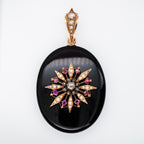 Victorian Onyx Diamond Ruby Pearl Locket - LUXORIA VITA