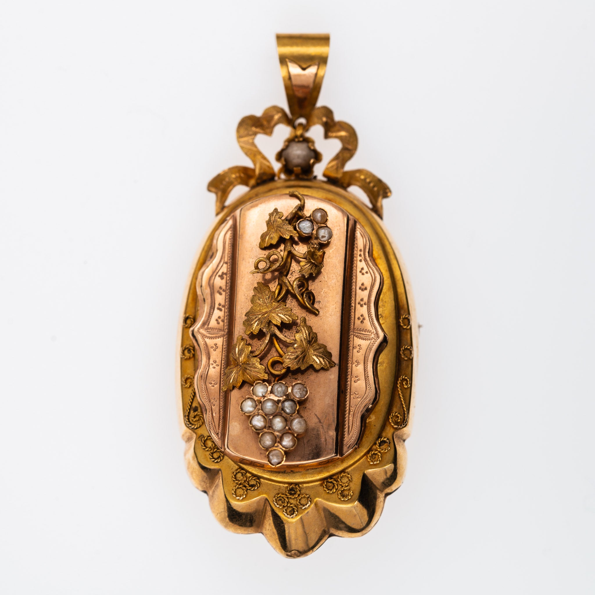 Victorian 1880's Dutch Vine Grape Pendant Brooch - LUXORIA VITA