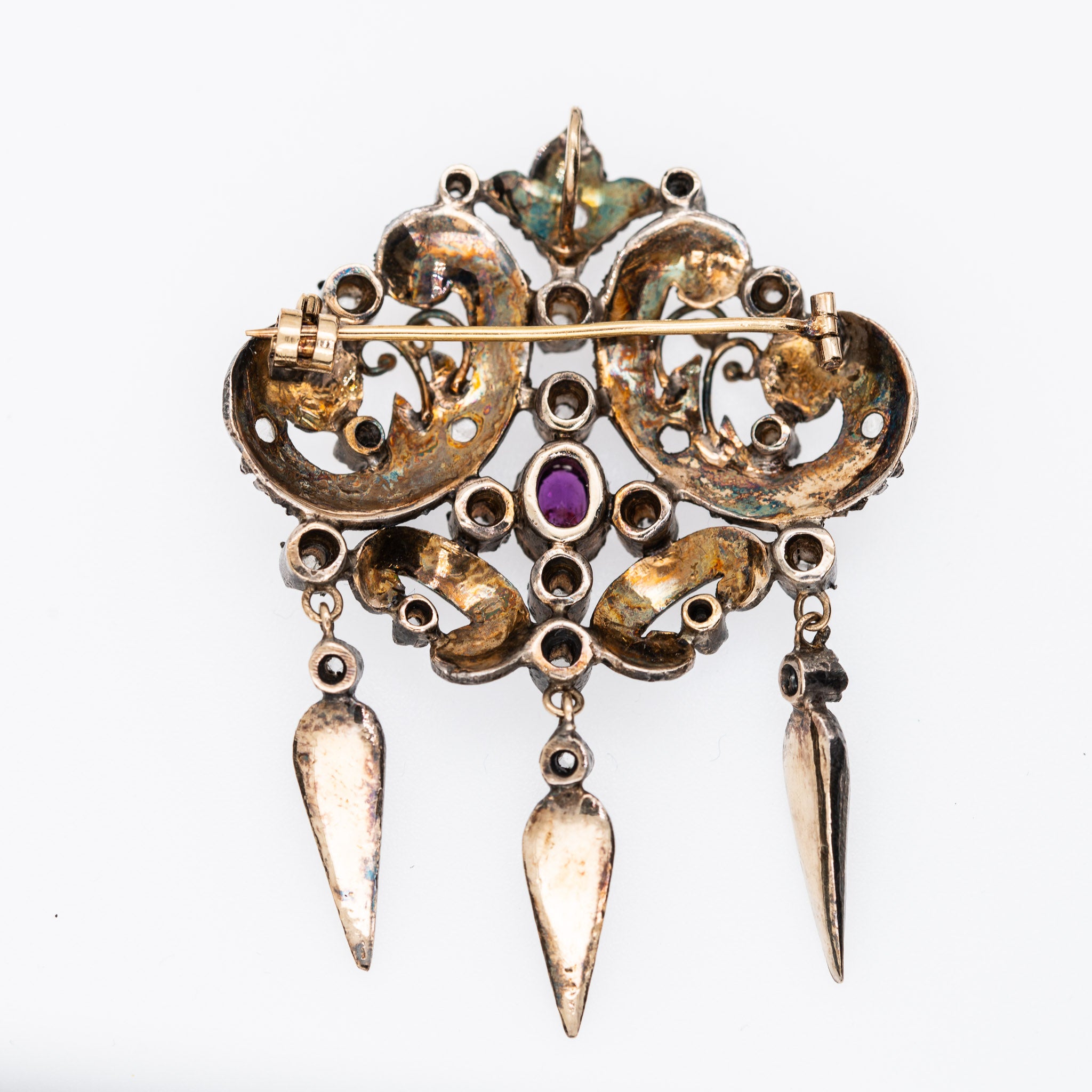 Early Victorian Diamond Ruby Brooch Pendant - LUXORIA VITA