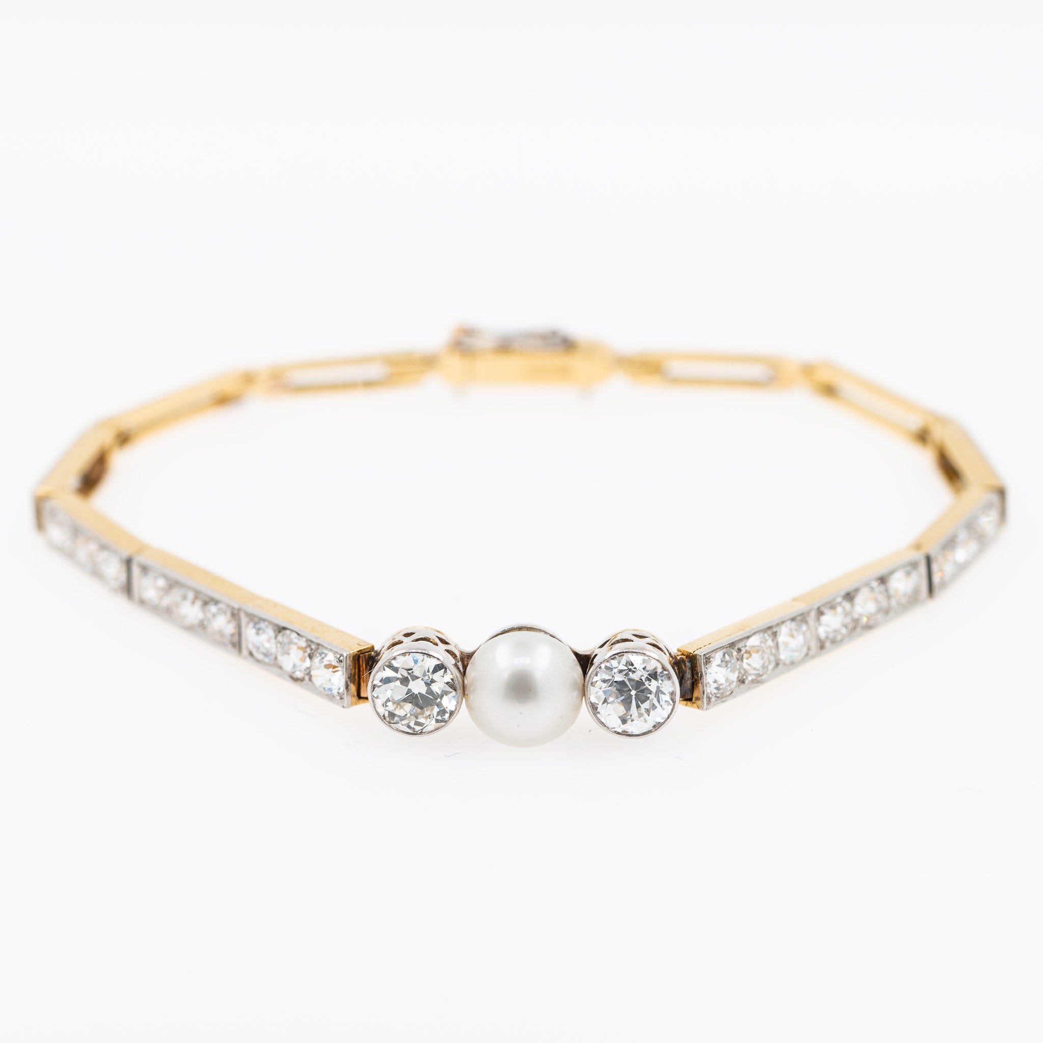 Art Deco Style 4.60ct Diamond Pearl Bracelet - LUXORIA VITA