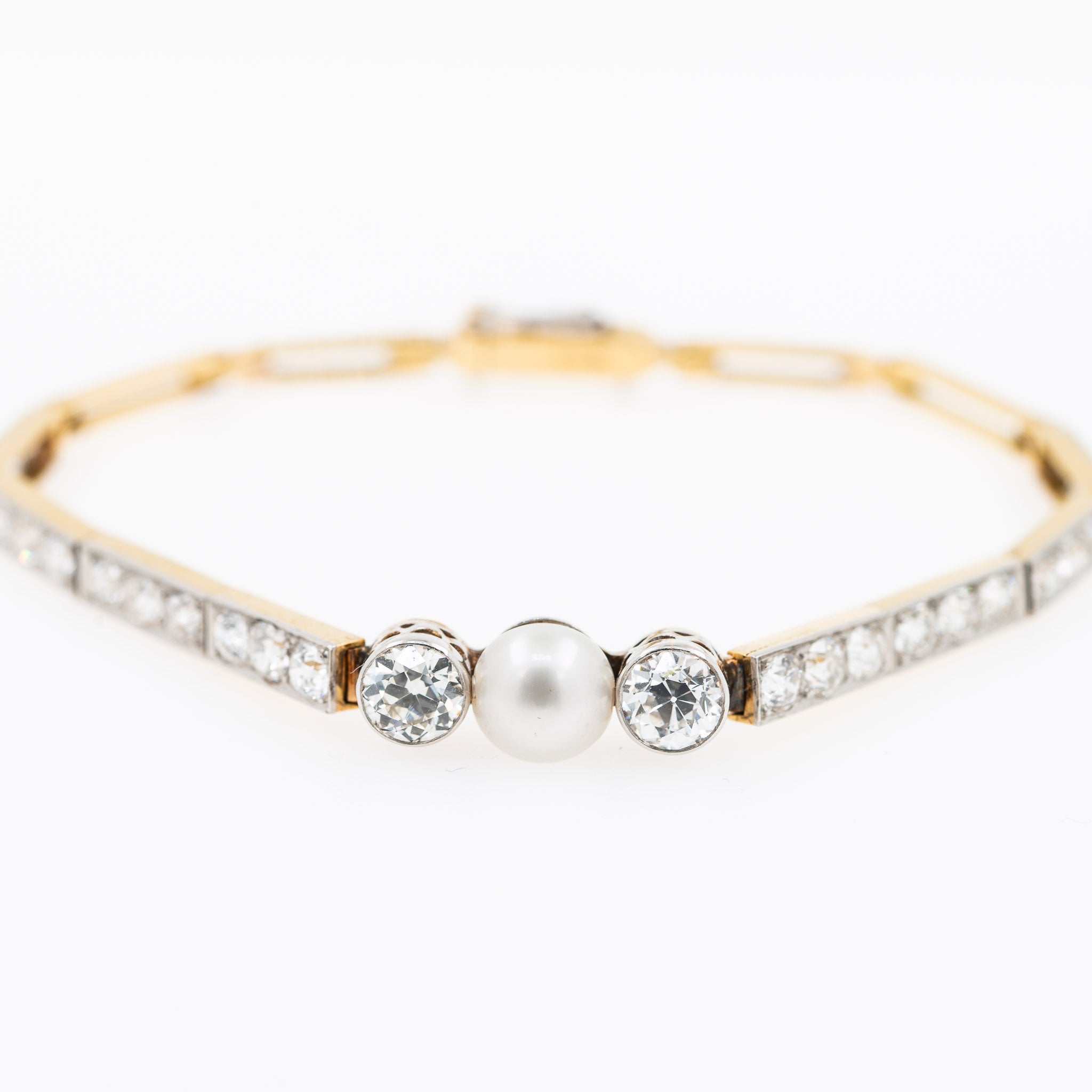 Art Deco Style 4.60ct Diamond Pearl Bracelet - LUXORIA VITA