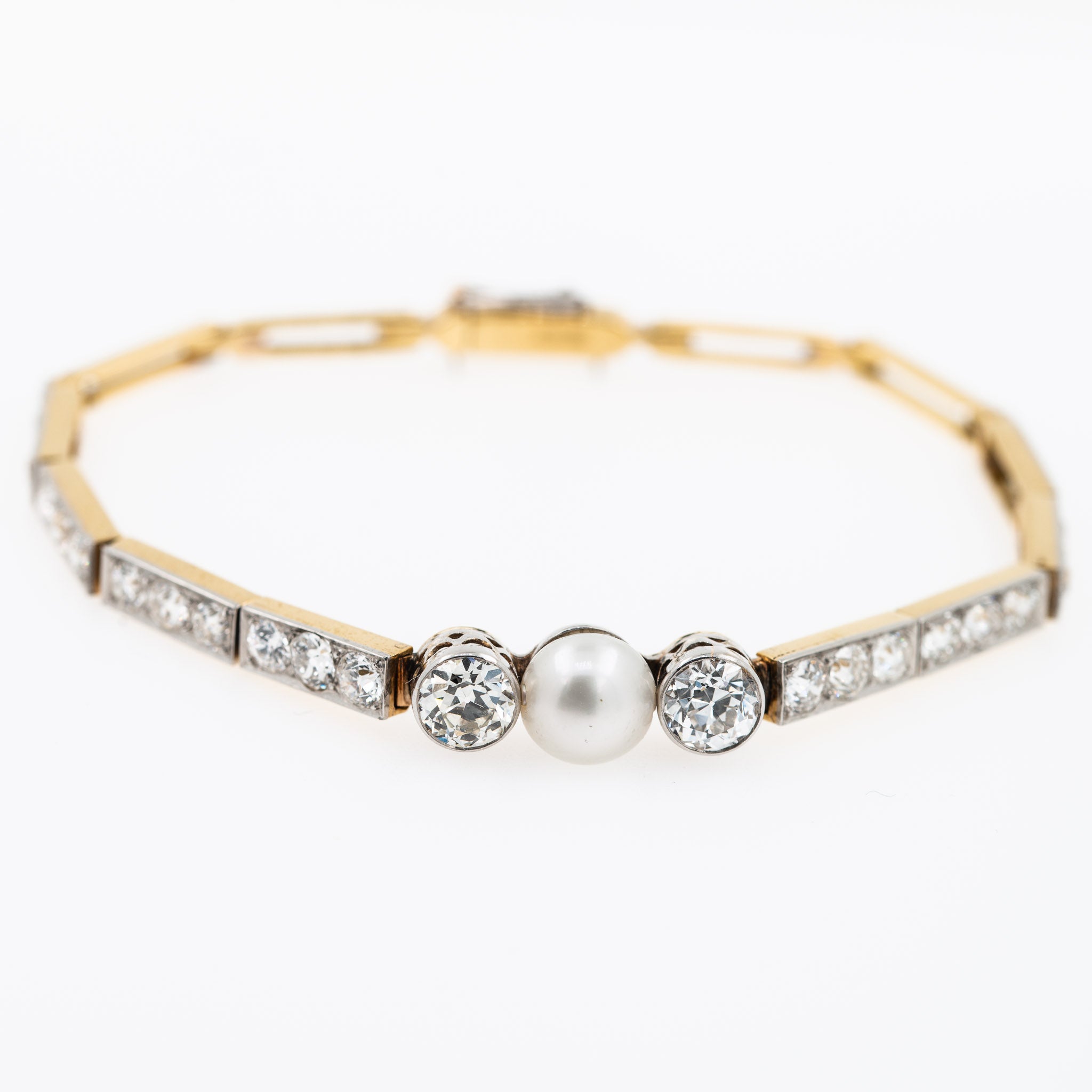 Art Deco Style 4.60ct Diamond Pearl Bracelet - LUXORIA VITA