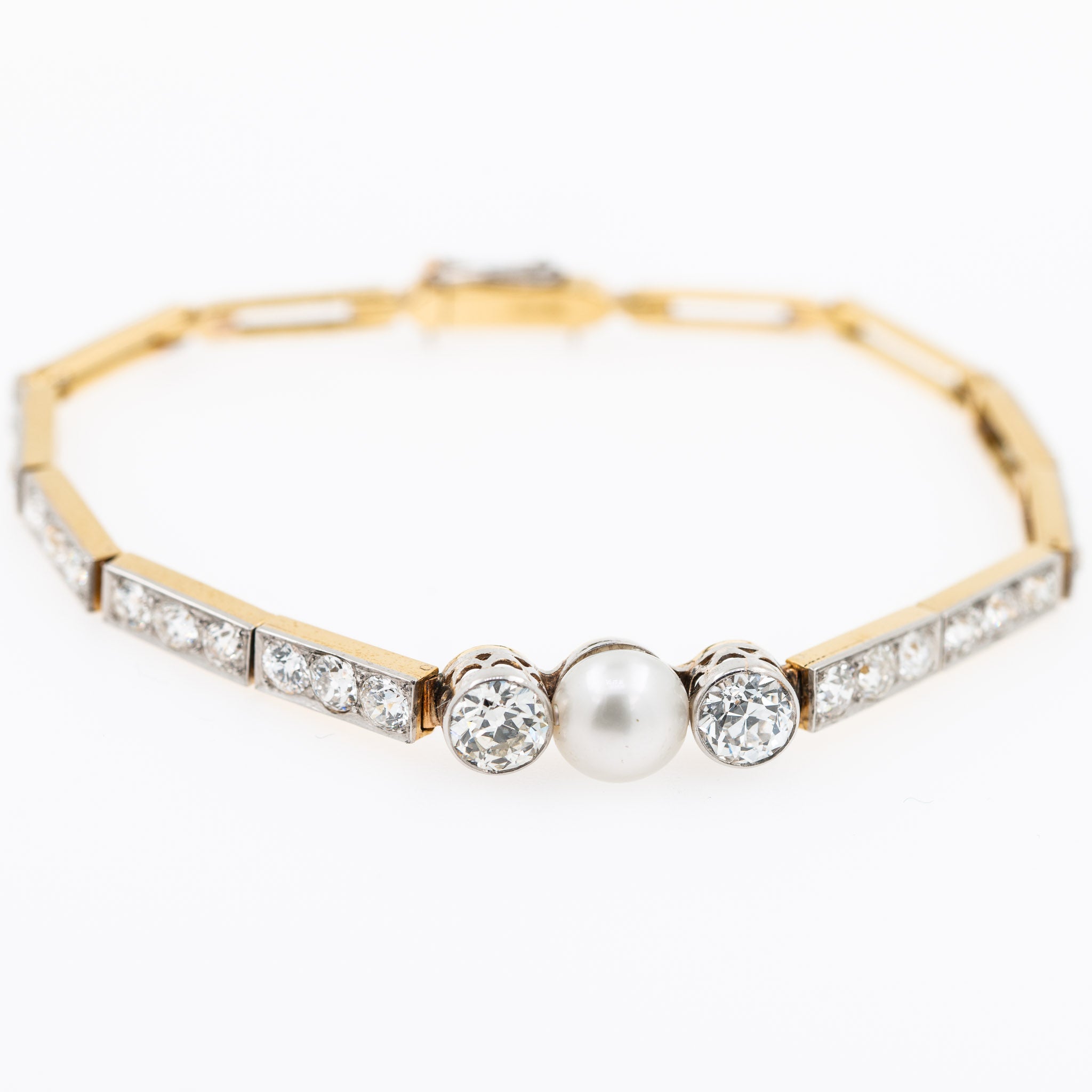 Art Deco Style 4.60ct Diamond Pearl Bracelet - LUXORIA VITA