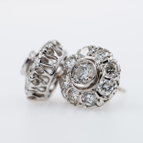 2.15ct Brilliant Diamond Earrings 14K white gold HRD Certed