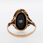 Victorian Onyx Rosecut Diamond Ring 14K solid gold