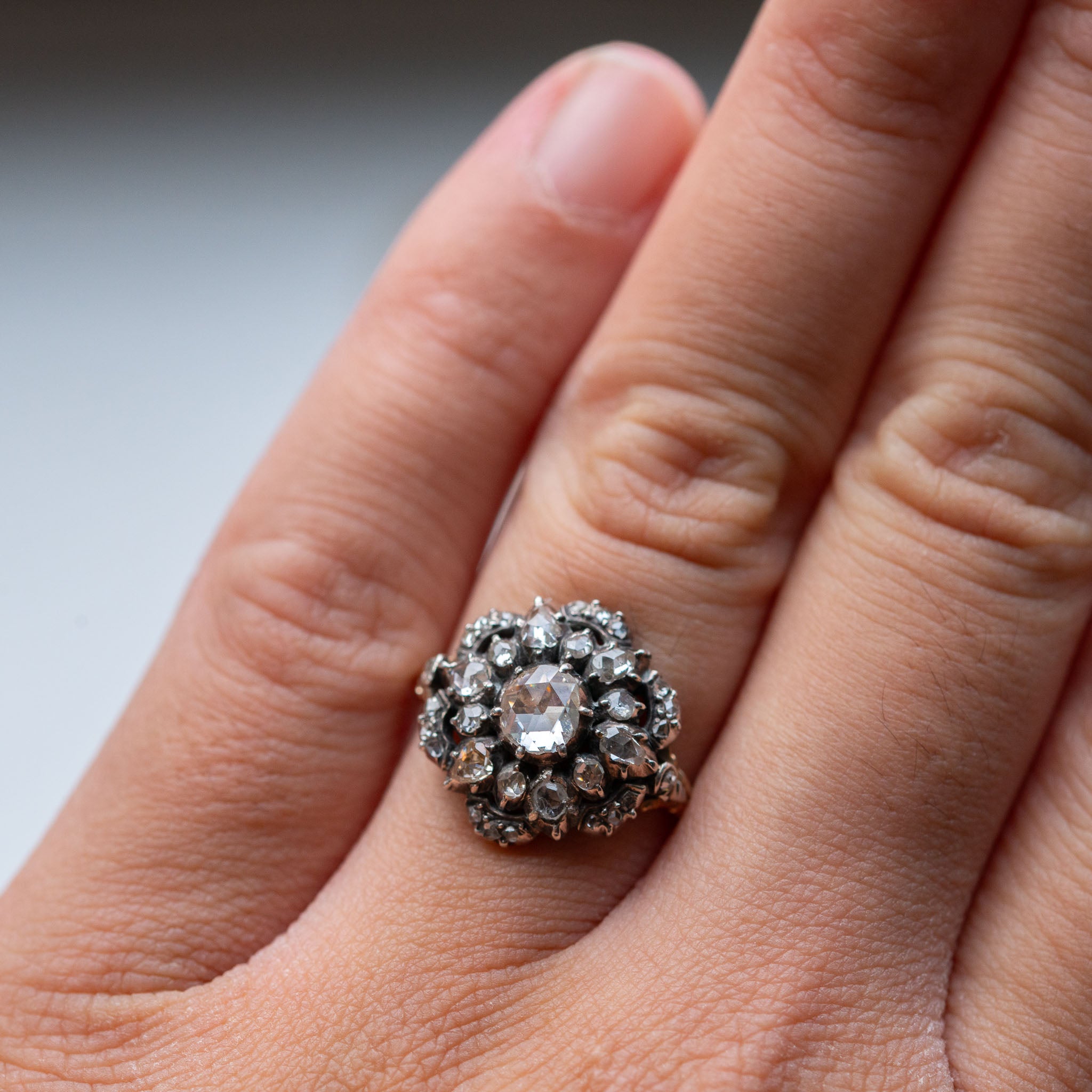 Rosecut Diamond Entourage Ring - Antique Castle Rings