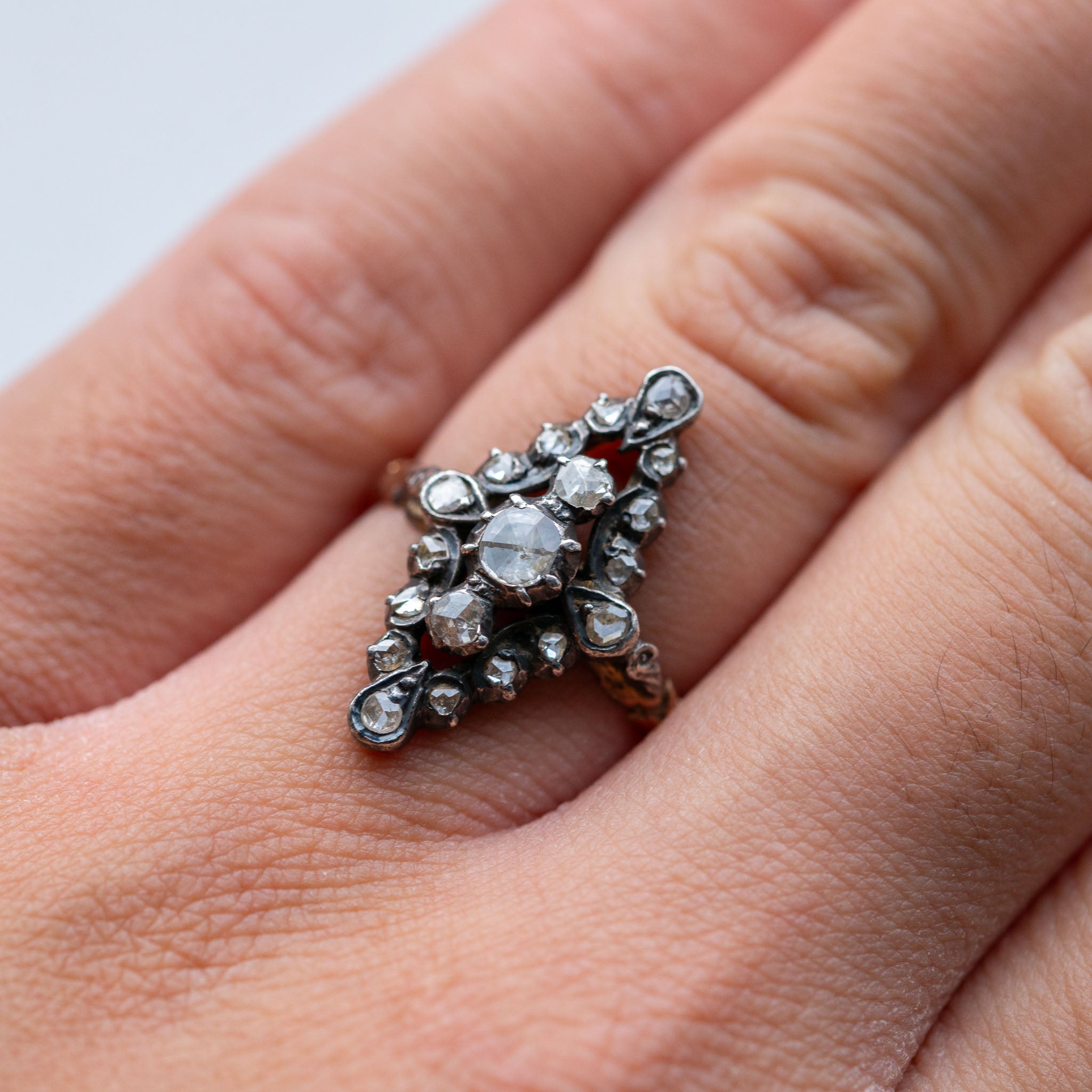 Marquise Rosecut Diamond Ring - Antique Castle Rings