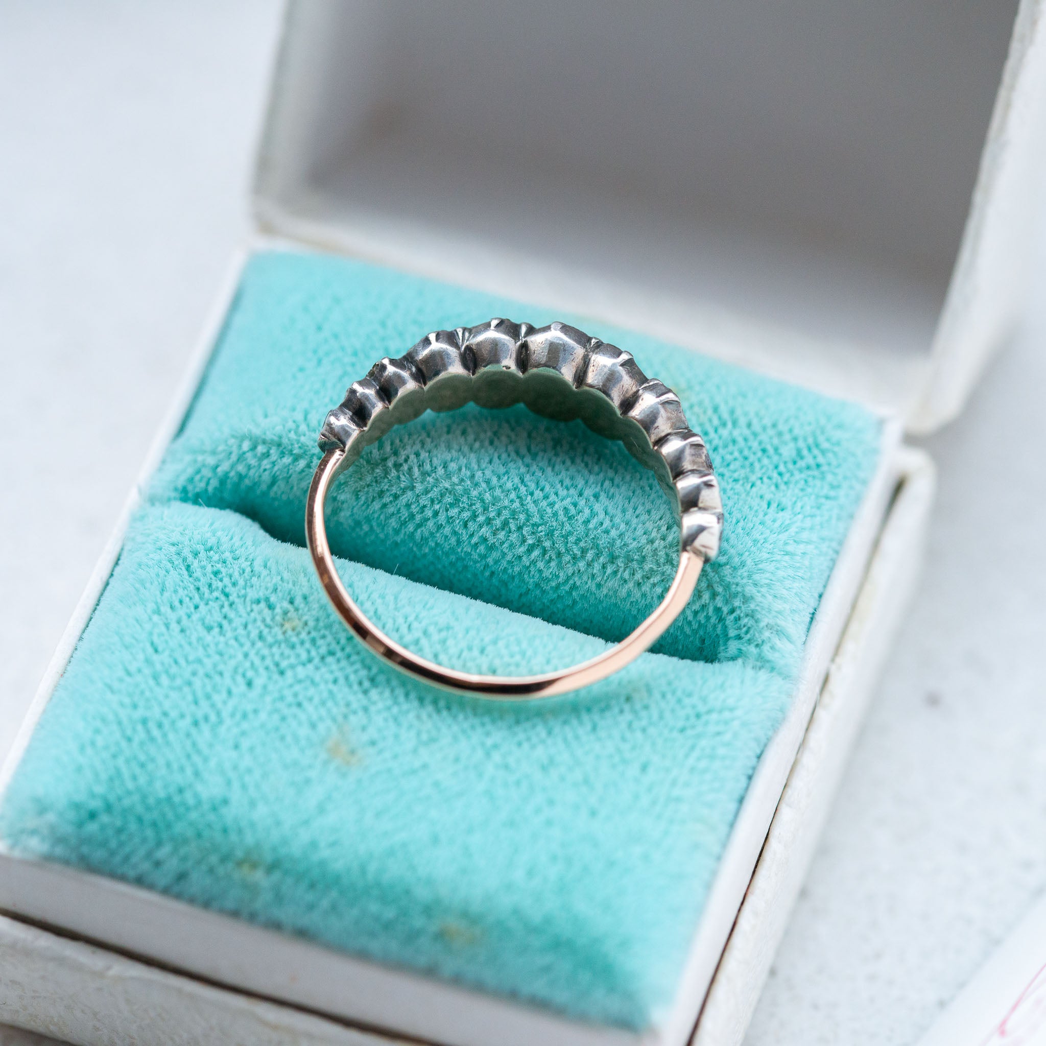 Georgian Rosecut Diamond Half Hoop Ring - LUXORIA VITA