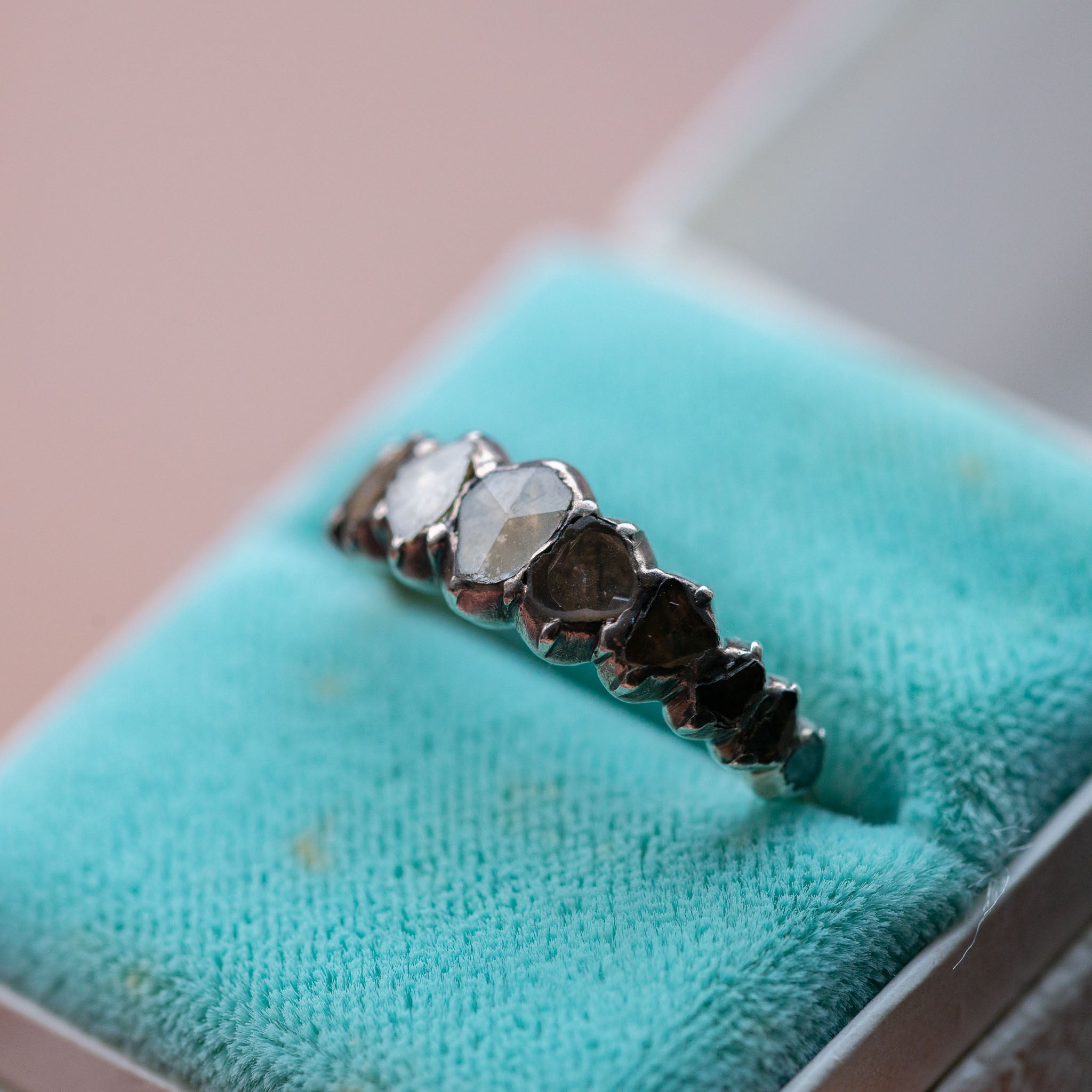 Georgian Rosecut Diamond Half Hoop Ring - LUXORIA VITA