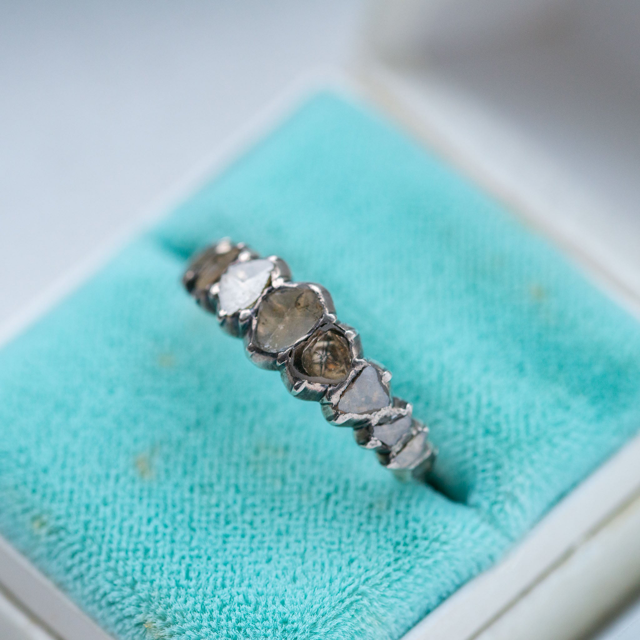 Georgian Rosecut Diamond Half Hoop Ring - LUXORIA VITA