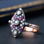 Vintage Diamond Ruby Navette Ring - LUXORIA VITA