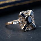 Vintage 18K Gold Sapphire Diamond Ring - LUXORIA VITA