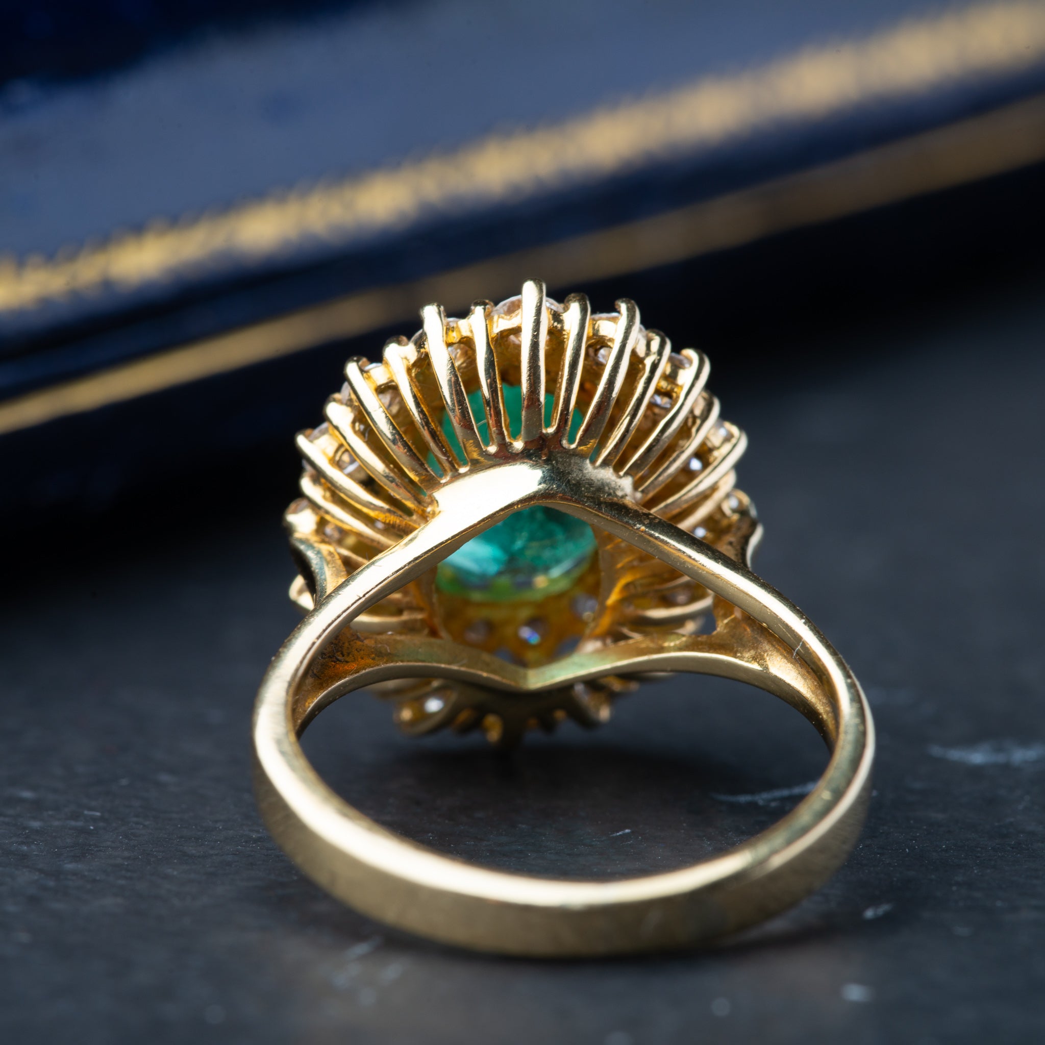 Vintage Emerald Diamond Cocktail Ring - Luxoria Vita