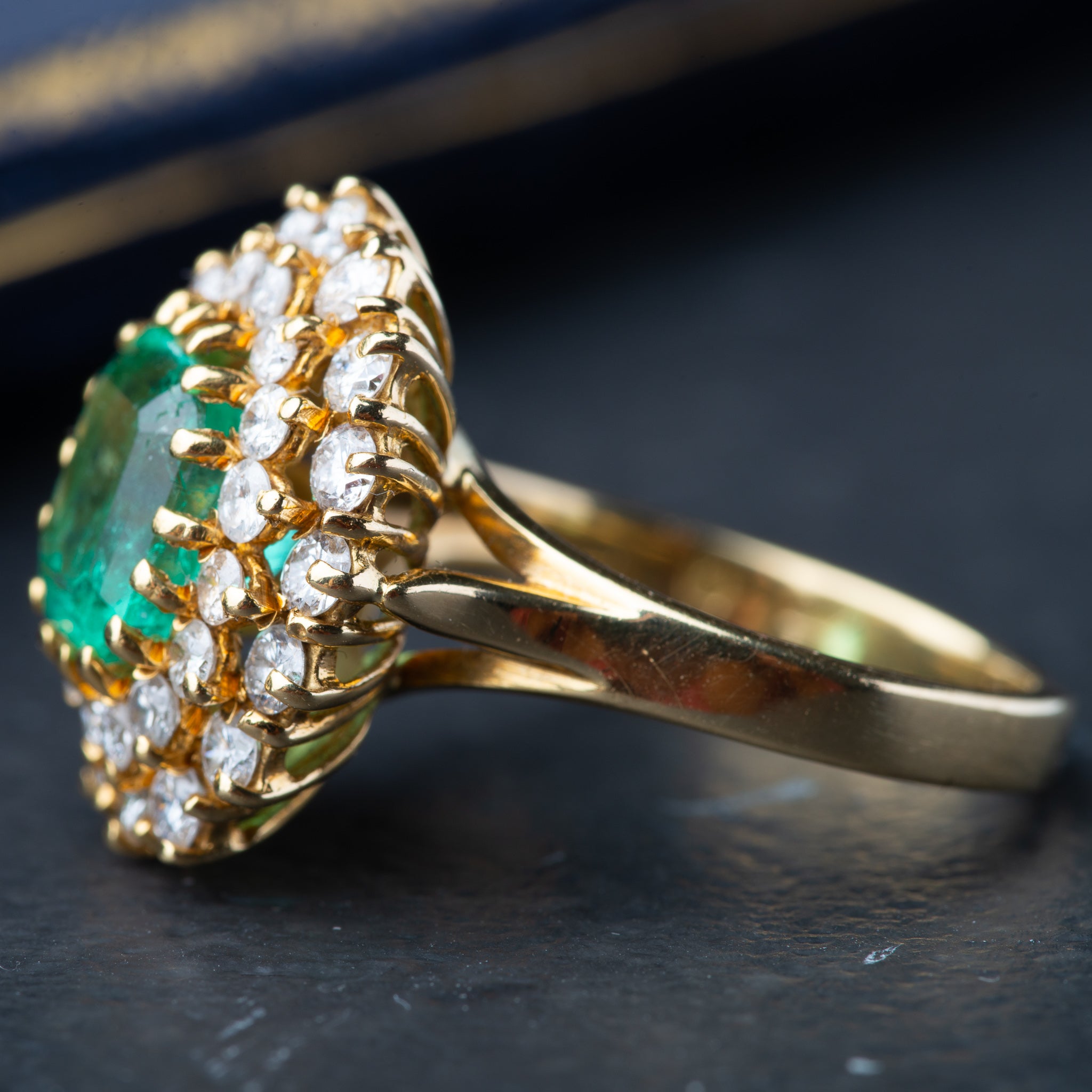 Vintage Emerald Diamond Cocktail Ring - Luxoria Vita