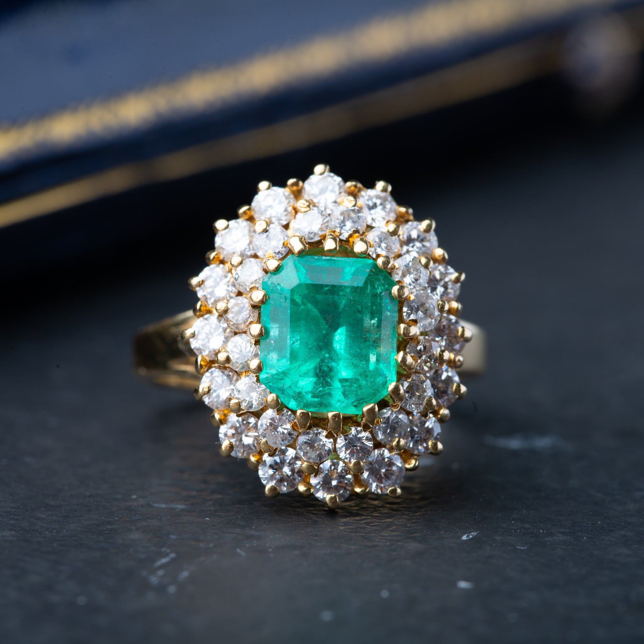 Vintage Emerald Diamond Cocktail Ring - Luxoria Vita