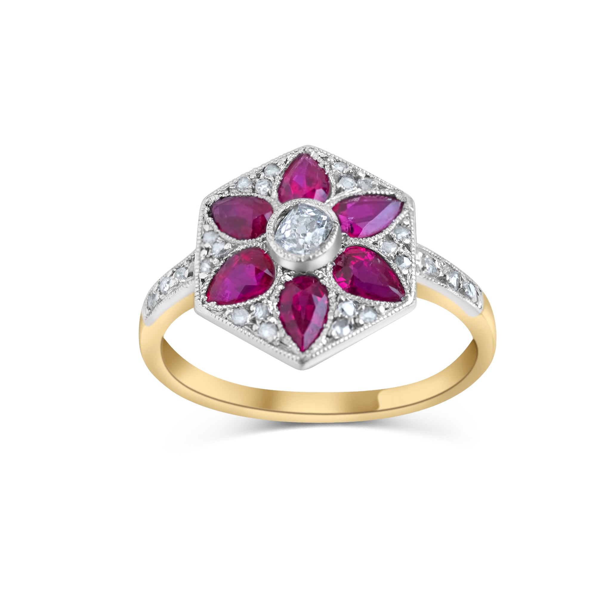 Art Deco Ruby Diamond Ring - LUXORIA VITA