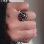 Nederlandse roosgeslepen diamanten ring + broche set