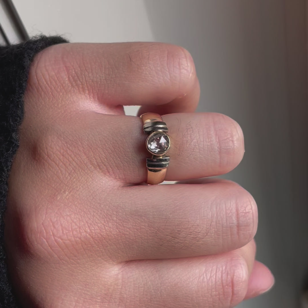 Vintage Roségeslepen Diamanten Solitaire Ring