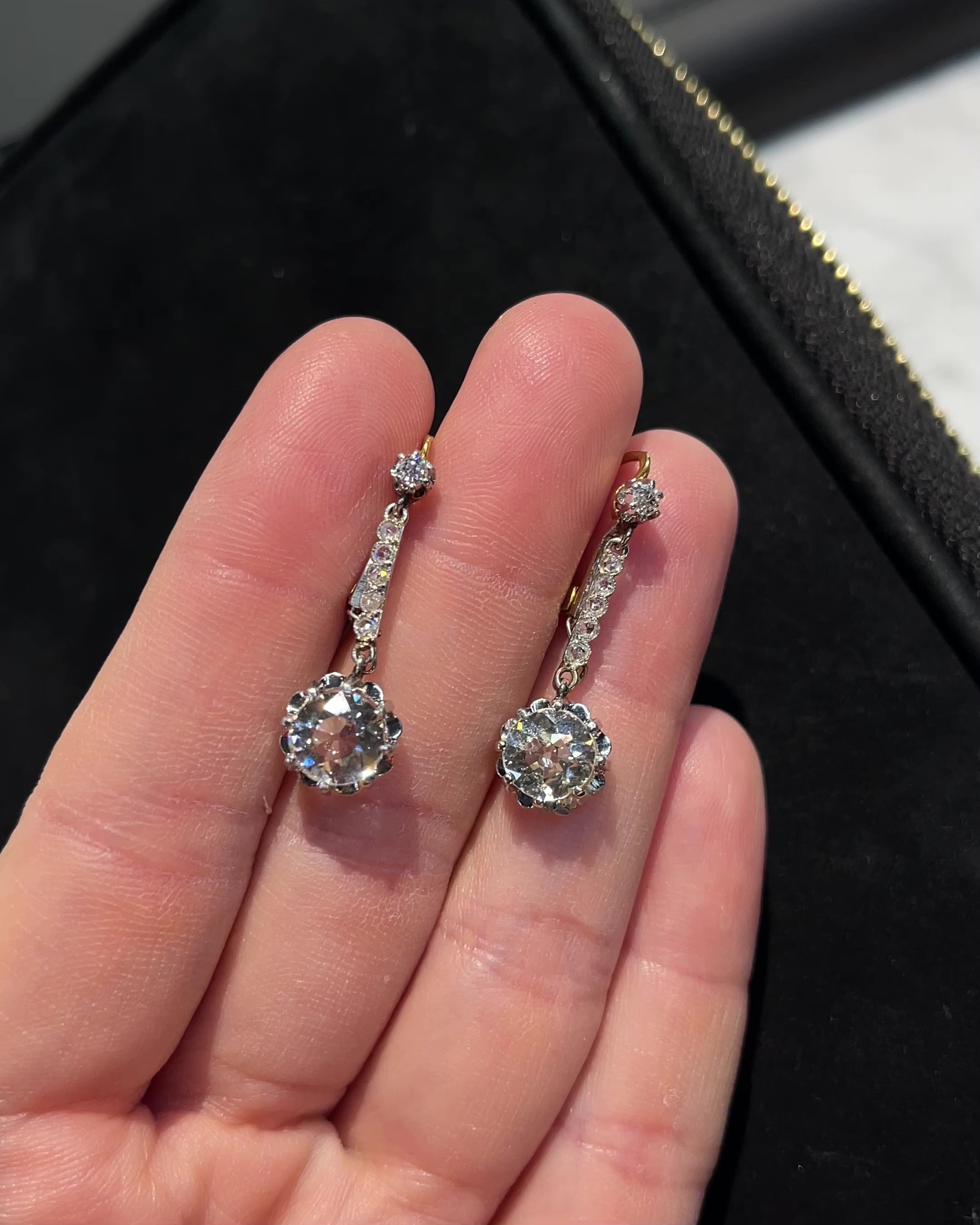 Edwardian 3ct OEC Diamond Earrings