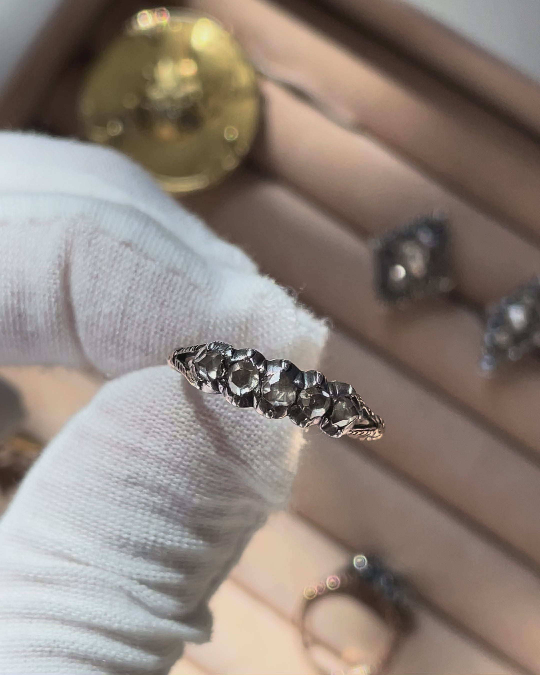 Antique Rosecut Diamond Five Stone Ring