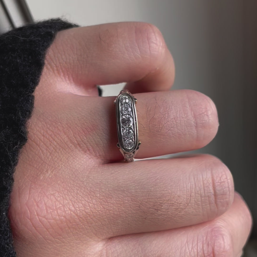 Art Deco Vijfsteens Diamanten Ring