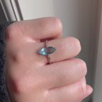 Markies geslepen Aquamarijn Platina Ring