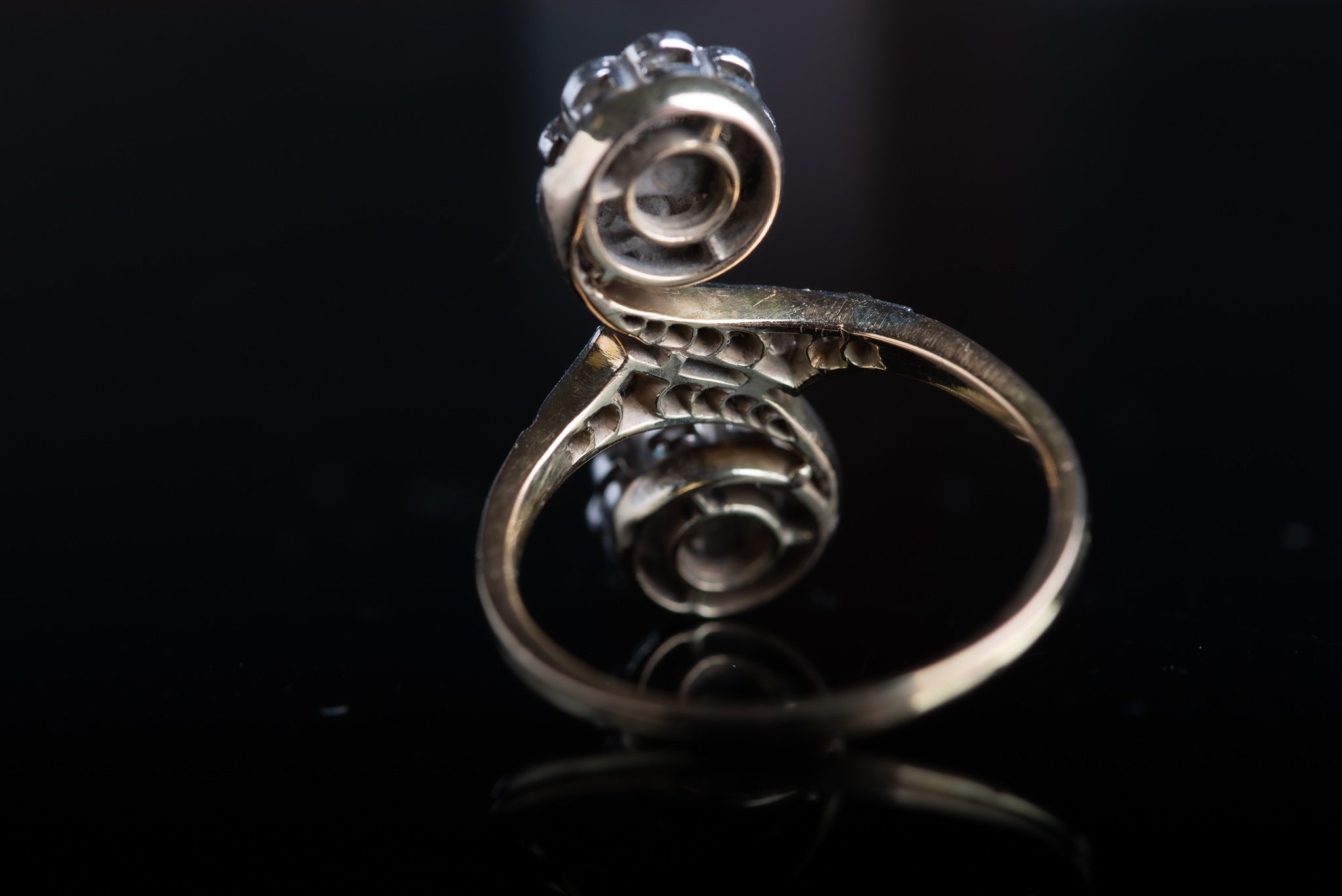 Edwardian Statement Floral Toi & Moi Diamond Ring - LUXORIA VITA