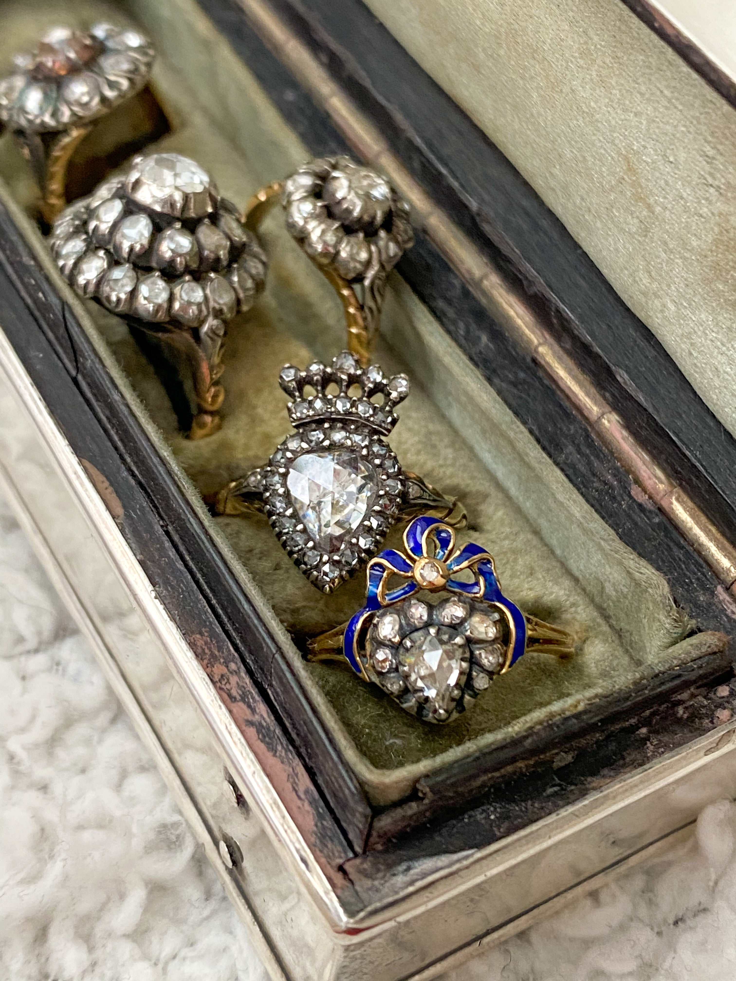 Georgian Revival Rosecut Diamond Cluster Ring - Antique Castle Rings